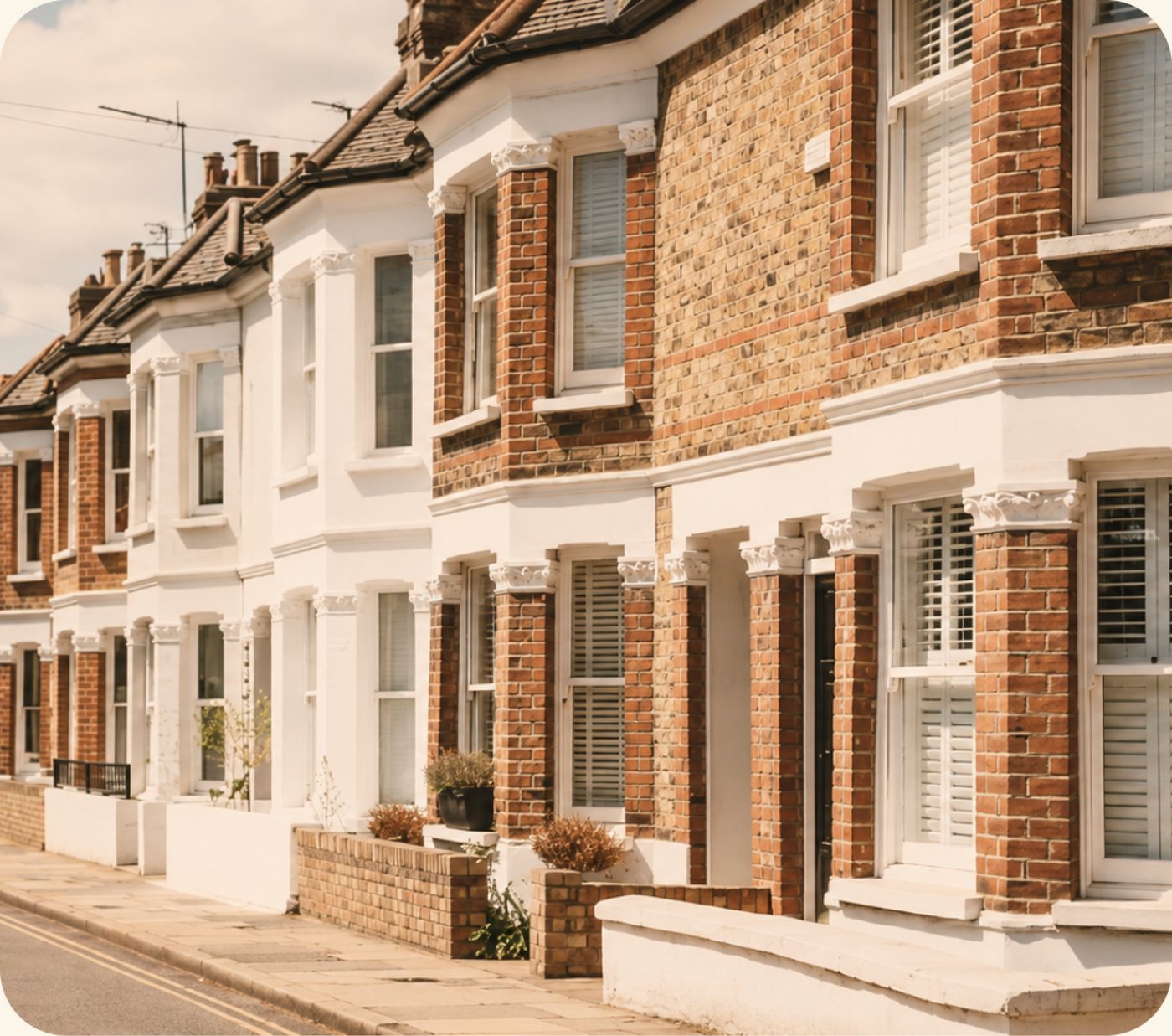 Terraced houses on a British street